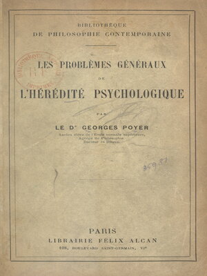 cover image of Les problèmes généraux de l'hérédité psychologique